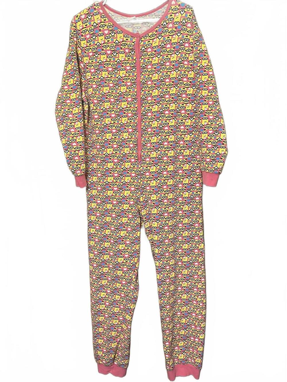 Minions One-piece pajama jumpsuit in yellow and pink